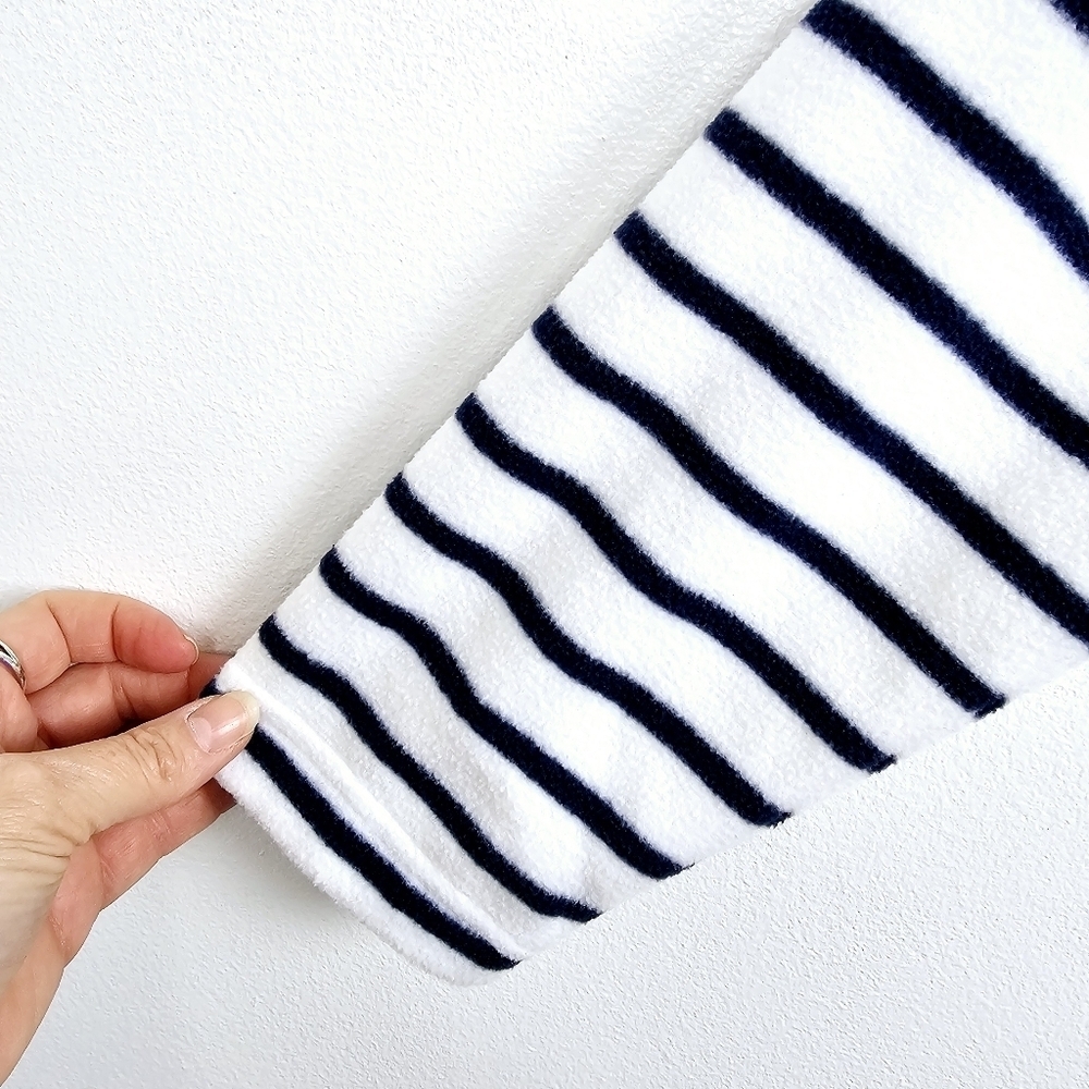 Lands' End Navy Blue & White Striped Fleece - Picture 6 of 8